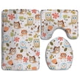 thumbnail image 1 of PUDMAD Owl Traditionals Easy Care 3 Piece Bathroom Rugs Set Bath Rug Contour Mat and Toilet Lid Cover, 1 of 2