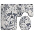thumbnail image 1 of PUDMAD Owl Wolf 3 Piece Bathroom Rugs Set Bath Rug Contour Mat and Toilet Lid Cover, 1 of 2