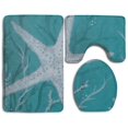 thumbnail image 1 of PUDMAD Paint Sea Star 3 Piece Bathroom Rugs Set Bath Rug Contour Mat and Toilet Lid Cover, 1 of 2