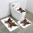 thumbnail image 1 of PUDMAD Painted Butterfly 3 Piece Bathroom Rugs Set Bath Rug Contour Mat and Toilet Lid Cover, 1 of 2
