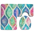 thumbnail image 1 of PUDMAD Painting Colorful Fence 3 Piece Bathroom Rugs Set Bath Rug Contour Mat and Toilet Lid Cover, 1 of 2