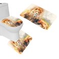 thumbnail image 1 of PUDMAD Painting Lion 3 Piece Bathroom Rugs Set Bath Rug Contour Mat and Toilet Lid Cover, 1 of 2
