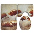 thumbnail image 1 of PUDMAD Painting Poppies Texture 3 Piece Bathroom Rugs Set Bath Rug Contour Mat and Toilet Lid Cover, 1 of 2