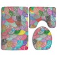 thumbnail image 1 of PUDMAD Painting Scales 3 Piece Bathroom Rugs Set Bath Rug Contour Mat and Toilet Lid Cover, 1 of 2