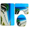 thumbnail image 1 of PUDMAD Palms Tropical Beach Blue Ocean 3 Piece Bathroom Rugs Set Bath Rug Contour Mat and Toilet Lid Cover, 1 of 2