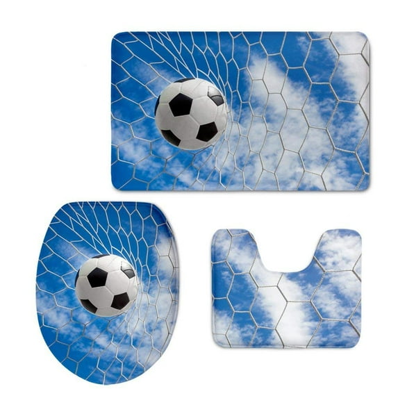 PUDMAD Pancake 3 Piece Bathroom Rugs Set Bath Rug Contour Mat and Toilet Lid Cover
