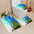 thumbnail image 1 of PUDMAD Paradise beach2 3 Piece Bathroom Rugs Set Bath Rug Contour Mat and Toilet Lid Cover, 1 of 2