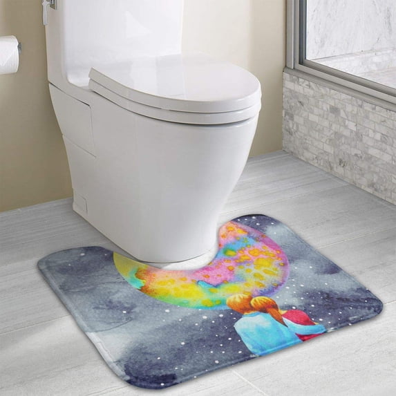 PUDMAD Parent 3 Piece Bathroom Rugs Set Bath Rug Contour Mat and Toilet Lid Cover
