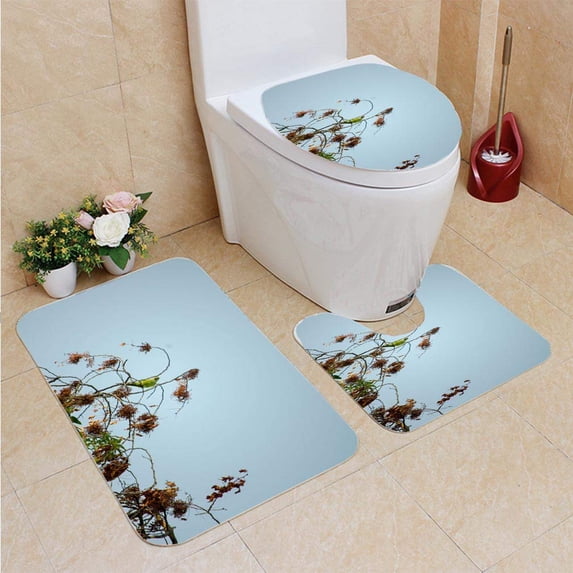 PUDMAD Parrot in Nature 3 Piece Bathroom Rugs Set Bath Rug Contour Mat and Toilet Lid Cover