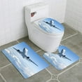 thumbnail image 1 of PUDMAD Passenger Jet Airplane Flying Above Clouds 3 Piece Bathroom Rugs Set Bath Rug Contour Mat and Toilet Lid Cover, 1 of 2
