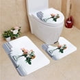 thumbnail image 1 of PUDMAD Pastel Cut Flowers in a Glass vase 3 Piece Bathroom Rugs Set Bath Rug Contour Mat and Toilet Lid Cover, 1 of 2