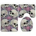 thumbnail image 1 of PUDMAD Pattern Skull and Roses 3 Piece Bathroom Rugs Set Bath Rug Contour Mat and Toilet Lid Cover, 1 of 2