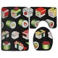 thumbnail image 1 of PUDMAD Pattern Sushi 3 Piece Bathroom Rugs Set Bath Rug Contour Mat and Toilet Lid Cover, 1 of 2