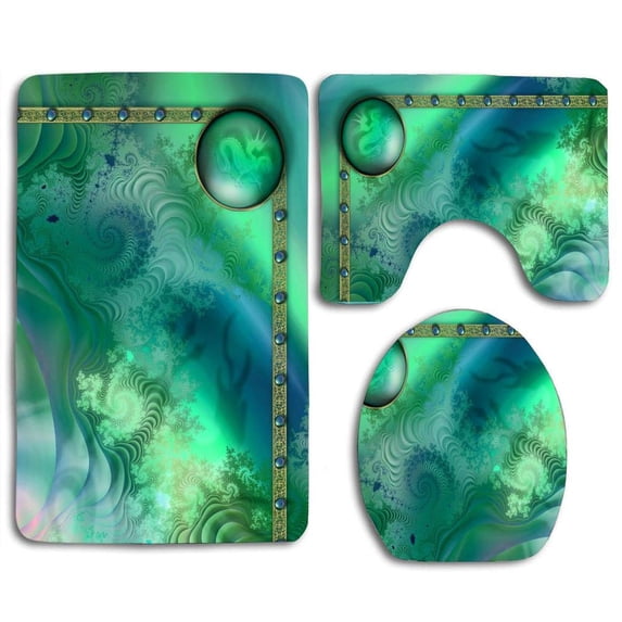 PUDMAD Patterns Circles Background 3 Piece Bathroom Rugs Set Bath Rug Contour Mat and Toilet Lid Cover