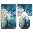 thumbnail image 1 of PUDMAD Peacock 3 Piece Bathroom Rugs Set Bath Rug Contour Mat and Toilet Lid Cover, 1 of 2