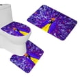 thumbnail image 1 of PUDMAD Peacock Blue Wallpaper 3 Piece Bathroom Rugs Set Bath Rug Contour Mat and Toilet Lid Cover, 1 of 2