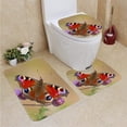 thumbnail image 1 of PUDMAD Peacock Butterfly 3 Piece Bathroom Rugs Set Bath Rug Contour Mat and Toilet Lid Cover, 1 of 2