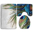 thumbnail image 1 of PUDMAD Peacock Feathers 3 Piece Bathroom Rugs Set Bath Rug Contour Mat and Toilet Lid Cover, 1 of 2