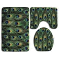 thumbnail image 1 of PUDMAD Peacock Stunning Peacock Tail Feathers Tropical Exotic Close Up 3 Piece Bathroom Rugs Set Bath Rug Contour Mat and Toilet Lid Cover, 1 of 2