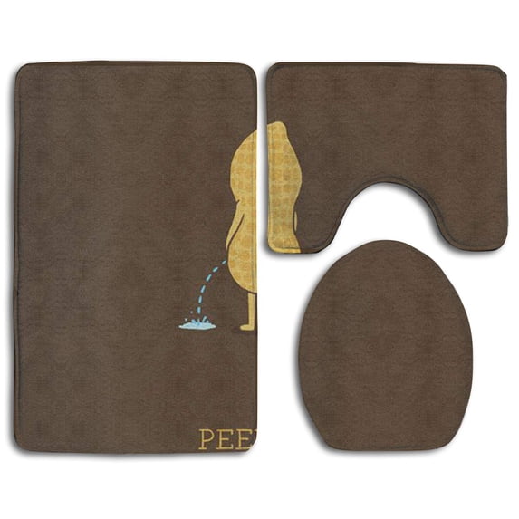 PUDMAD Peanut 3 Piece Bathroom Rugs Set Bath Rug Contour Mat and Toilet Lid Cover