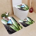 thumbnail image 1 of PUDMAD Peleides Morpho Buttefly Leaf 3 Piece Bathroom Rugs Set Bath Rug Contour Mat and Toilet Lid Cover, 1 of 2