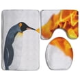 thumbnail image 1 of PUDMAD Penguin 3 Piece Bathroom Rugs Set Bath Rug Contour Mat and Toilet Lid Cover, 1 of 2