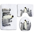 thumbnail image 1 of PUDMAD Penguins Baby Mother 3 Piece Bathroom Rugs Set Bath Rug Contour Mat and Toilet Lid Cover, 1 of 2