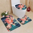 thumbnail image 1 of PUDMAD Peonies 3 Piece Bathroom Rugs Set Bath Rug Contour Mat and Toilet Lid Cover, 1 of 2