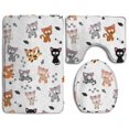 thumbnail image 1 of PUDMAD Pet Cat And His Food 3 Piece Bathroom Rugs Set Bath Rug Contour Mat and Toilet Lid Cover, 1 of 2