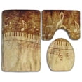 thumbnail image 1 of PUDMAD Piano Keys Musical Notes 3 Piece Bathroom Rugs Set Bath Rug Contour Mat and Toilet Lid Cover, 1 of 2
