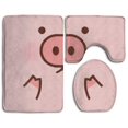 thumbnail image 1 of PUDMAD Piggy Cute Pig Cartoon Patterned 3 Piece Bathroom Rugs Set Bath Rug Contour Mat and Toilet Lid Cover, 1 of 2