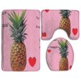 thumbnail image 1 of PUDMAD Pineapple In Pink Envelope 3 Piece Bathroom Rugs Set Bath Rug Contour Mat and Toilet Lid Cover, 1 of 2