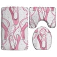 thumbnail image 1 of PUDMAD Pink Ballet Shoes White 3 Piece Bathroom Rugs Set Bath Rug Contour Mat and Toilet Lid Cover, 1 of 2