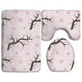 thumbnail image 1 of PUDMAD Pink Cherry Blossom 3 Piece Bathroom Rugs Set Bath Rug Contour Mat and Toilet Lid Cover, 1 of 2