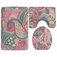 thumbnail image 1 of PUDMAD Pink Datura Flowers 3 Piece Bathroom Rugs Set Bath Rug Contour Mat and Toilet Lid Cover, 1 of 2