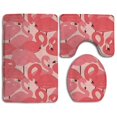 thumbnail image 1 of PUDMAD Pink Flamingo 3 Piece Bathroom Rugs Set Bath Rug Contour Mat and Toilet Lid Cover, 1 of 2