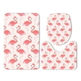 thumbnail image 1 of PUDMAD Pink Flamingo Standing Beautiful 3 Piece Bathroom Rugs Set Bath Rug Contour Mat and Toilet Lid Cover, 1 of 2