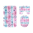 thumbnail image 1 of PUDMAD Pink Flamingos Exotic Bird Tropical Summer Scarf 3 Piece Bathroom Rugs Set Bath Rug Contour Mat and Toilet Lid Cover, 1 of 2