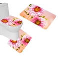 thumbnail image 1 of PUDMAD Pink Floral 3 Piece Bathroom Rugs Set Bath Rug Contour Mat and Toilet Lid Cover, 1 of 2