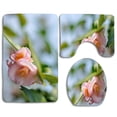 thumbnail image 1 of PUDMAD Pink Flowers 3 Piece Bathroom Rugs Set Bath Rug Contour Mat and Toilet Lid Cover, 1 of 2