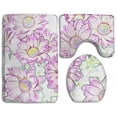 thumbnail image 1 of PUDMAD Pink Hand Painted Flower 3 Piece Bathroom Rugs Set Bath Rug Contour Mat and Toilet Lid Cover, 1 of 2