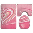 thumbnail image 1 of PUDMAD Pink Jump Heart 3 Piece Bathroom Rugs Set Bath Rug Contour Mat and Toilet Lid Cover, 1 of 2