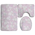 thumbnail image 1 of PUDMAD Pink Leaves 3 Piece Bathroom Rugs Set Bath Rug Contour Mat and Toilet Lid Cover, 1 of 2