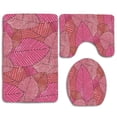 thumbnail image 1 of PUDMAD Pink Leaves Lovely 3 Piece Bathroom Rugs Set Bath Rug Contour Mat and Toilet Lid Cover, 1 of 2