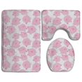 thumbnail image 1 of PUDMAD Pink Pig 3 Piece Bathroom Rugs Set Bath Rug Contour Mat and Toilet Lid Cover, 1 of 2