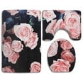 thumbnail image 1 of PUDMAD Pink Rose 3 Piece Bathroom Rugs Set Bath Rug Contour Mat and Toilet Lid Cover, 1 of 2
