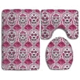 thumbnail image 1 of PUDMAD Pink Sugar Skulls 3 Piece Bathroom Rugs Set Bath Rug Contour Mat and Toilet Lid Cover, 1 of 2
