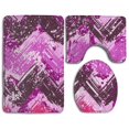 thumbnail image 1 of PUDMAD Pink Watercolor Chevron 3 Piece Bathroom Rugs Set Bath Rug Contour Mat and Toilet Lid Cover, 1 of 2