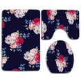 thumbnail image 1 of PUDMAD Pink White Rose 3 Piece Bathroom Rugs Set Bath Rug Contour Mat and Toilet Lid Cover, 1 of 2
