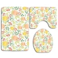 thumbnail image 1 of PUDMAD Pink and Yellow Floral 3 Piece Bathroom Rugs Set Bath Rug Contour Mat and Toilet Lid Cover, 1 of 2